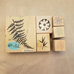 Lot of 6 Wood Mounted Rubber Stamps